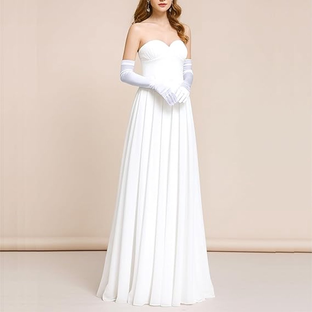 Gloves - 55 cm - Long glove - Long satin women's gloves - for weddings, parties, formal events and performances - Elastic gloves - up to the elbow — image 2