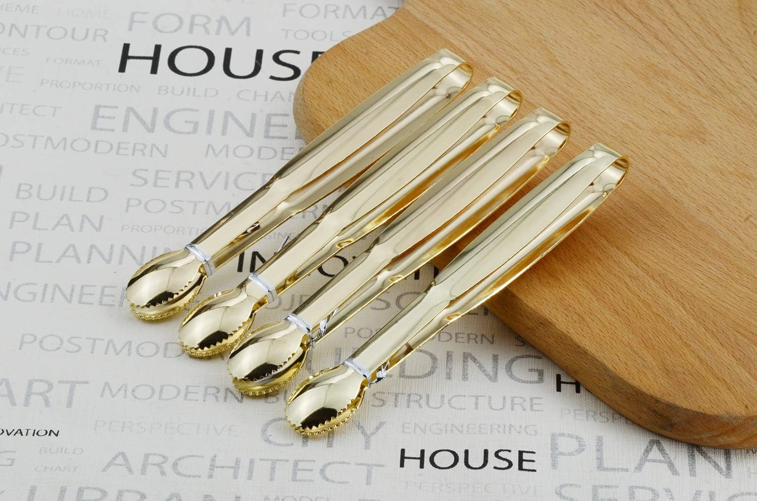 5.75" Mini Appetizer Tongs Set, Tiny Stainless Steel Small Tongs for Serving, Tea Party, Coffee Bar, Desserts, Set of 4 (Gold) — image 6