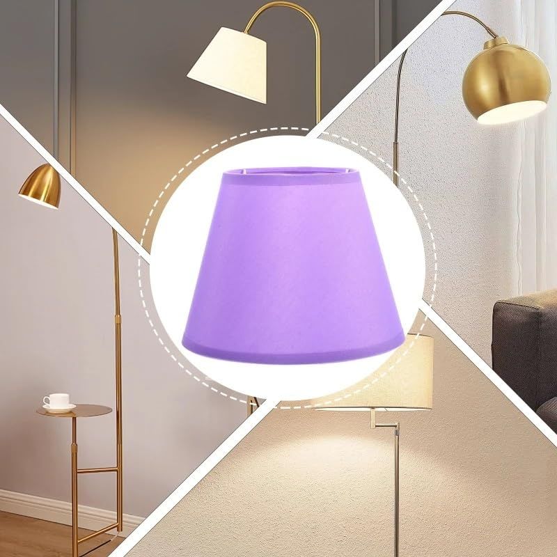 Fabric Lampshade Vintage Shades Hotel Table Light Household Cloth Floor Covers Replacement （10x17x13 purple TC lampshade） — image 3