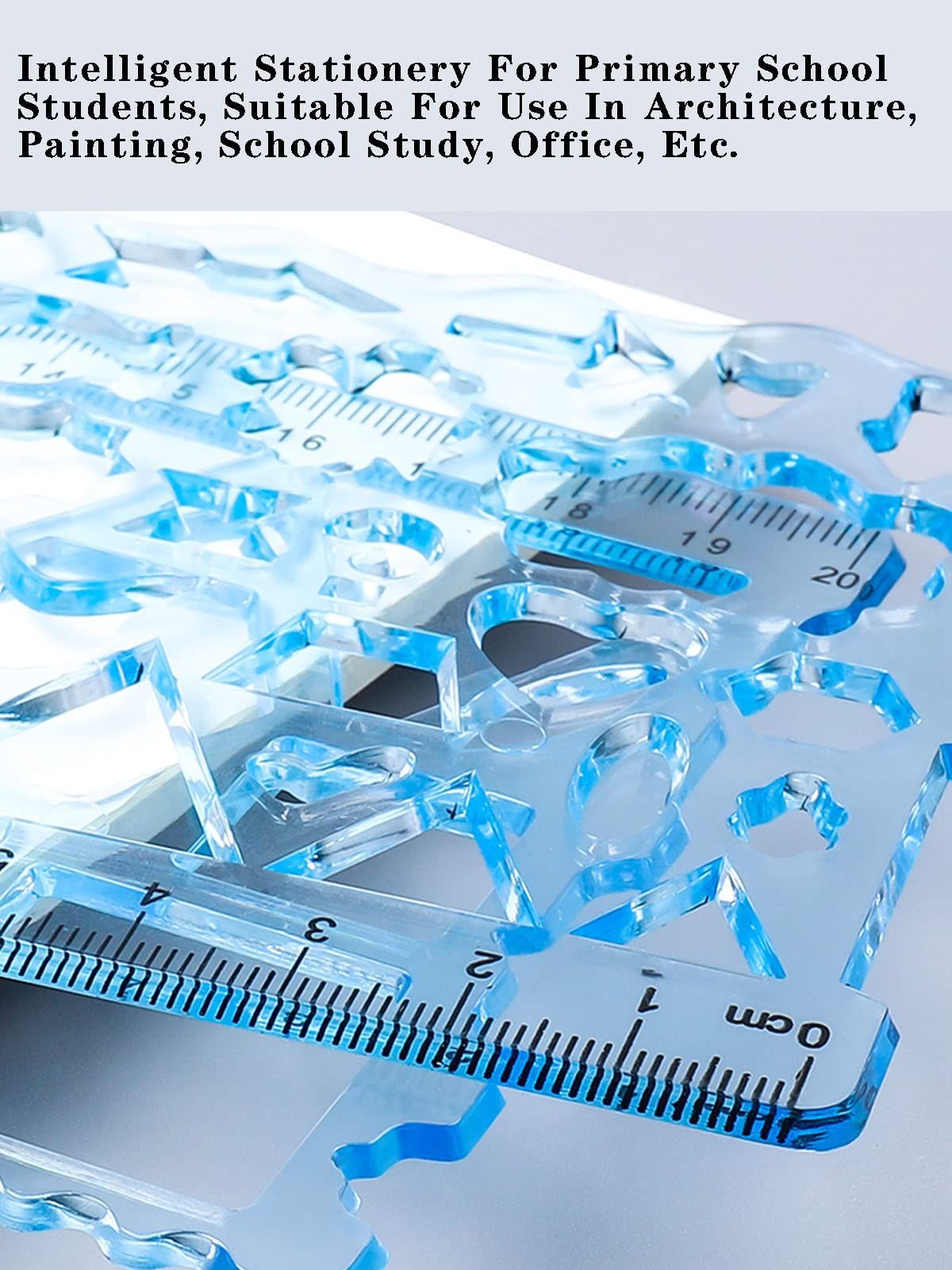 3 Pcs Multifunctional Geometric Ruler for Drawing Tools School Supplies Rulers Versatile Measuring Tool: Clear Geometric Ruler — image 2