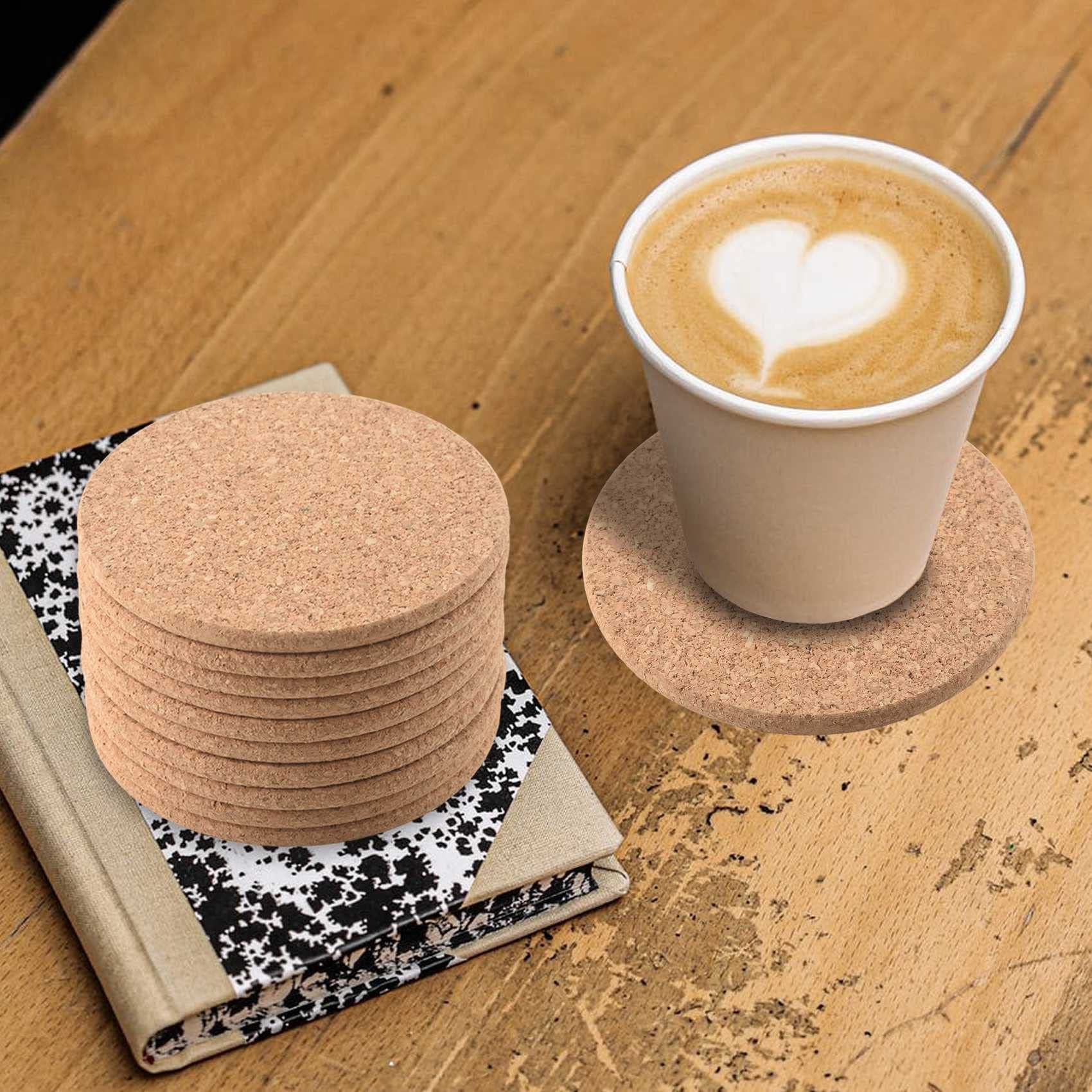 Set of 10 Cork Bar Drink Coasters - Absorbent and Reusable - 90mm, 5mm Thick Pack Round Cork Mats Cork Backing Sheets Reusable โ image 4