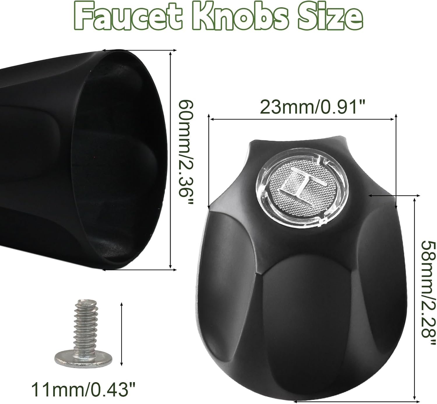 Biaungdo Black Shower Knob Replacement Set of 3, Bathtub Faucet Handles Include Hot and Cold/Diverter Shower Knob for Remodeling Trim โ image 4