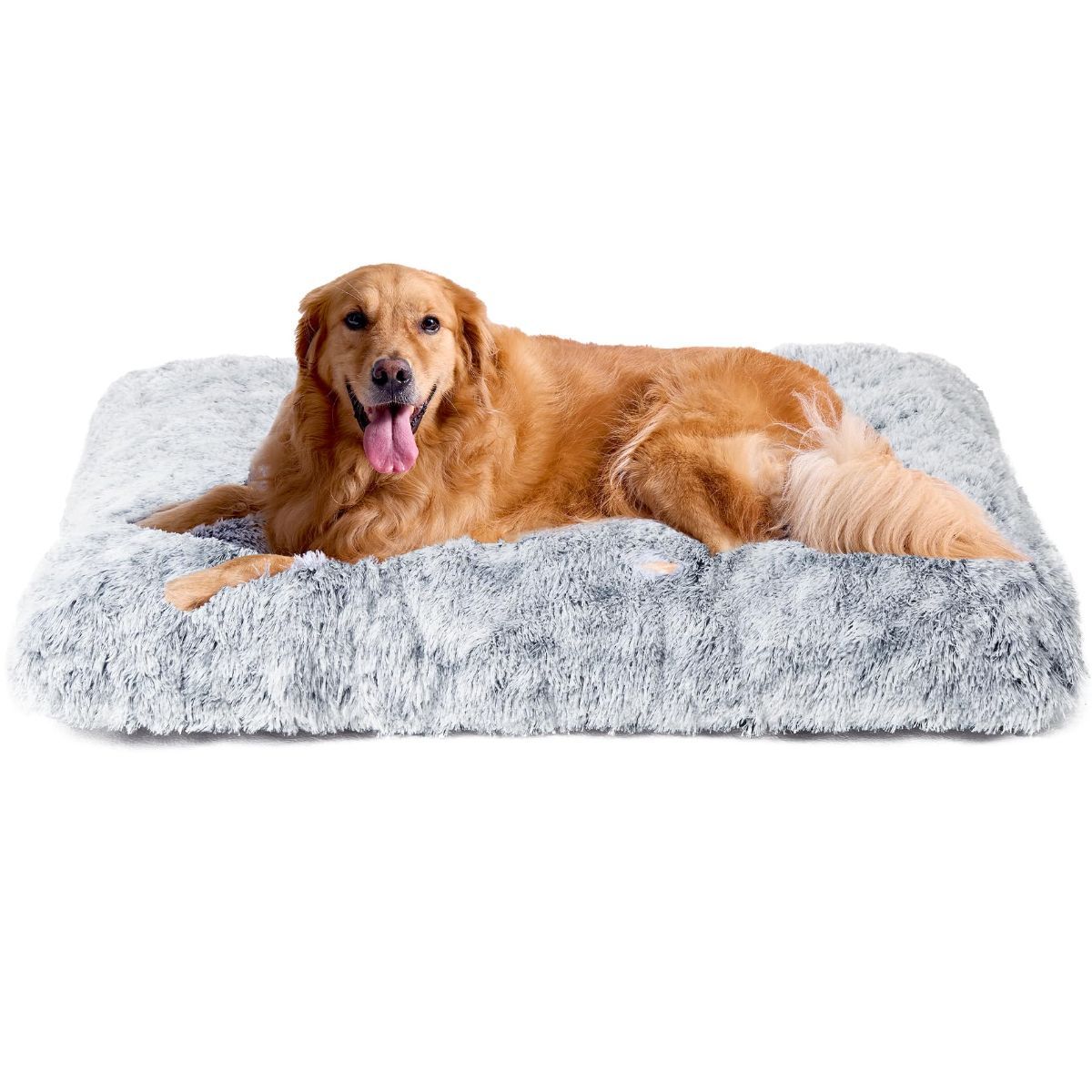 Fluffy Dog Crate Bed for Extra Large Dogs, Plush Faux Fur Pad, Calming Anti Anxiety XL Bed for Crate, Washable Soft Warm Dog Mat with Non-Slip Bottom - Gray