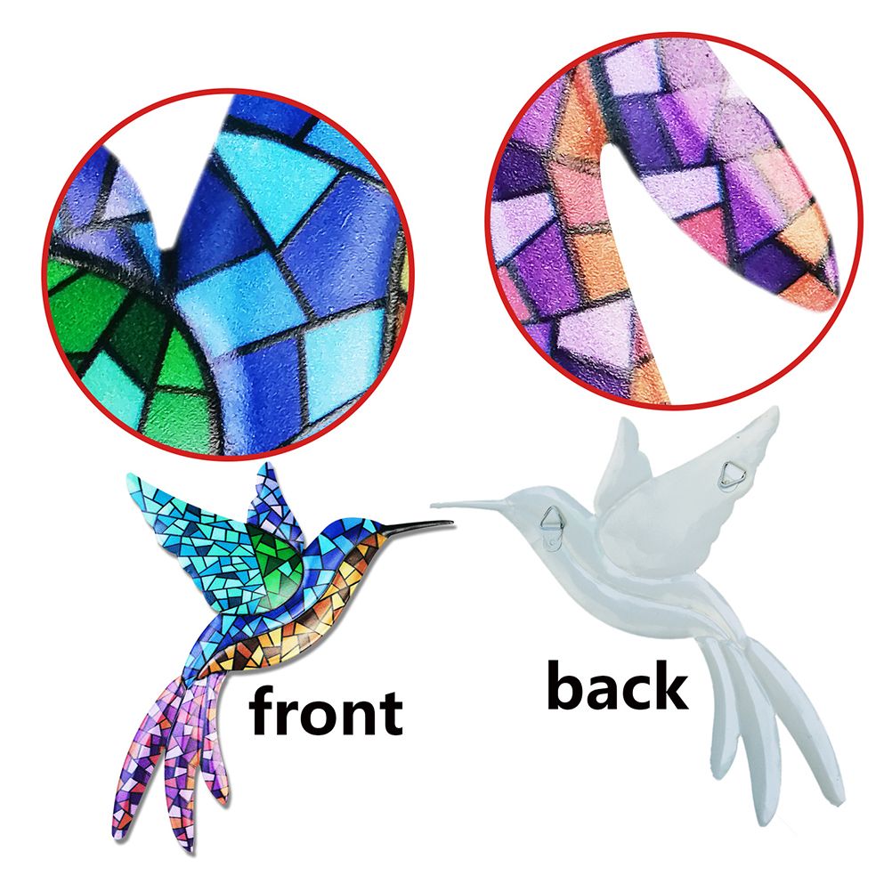 3Pcs Metal Hummingbird Wall Art Colorful Birds Sculpture Hanging Wall Decor for Indoor Outdoor Home Bedroom Office Patio Yard Garden — image 6