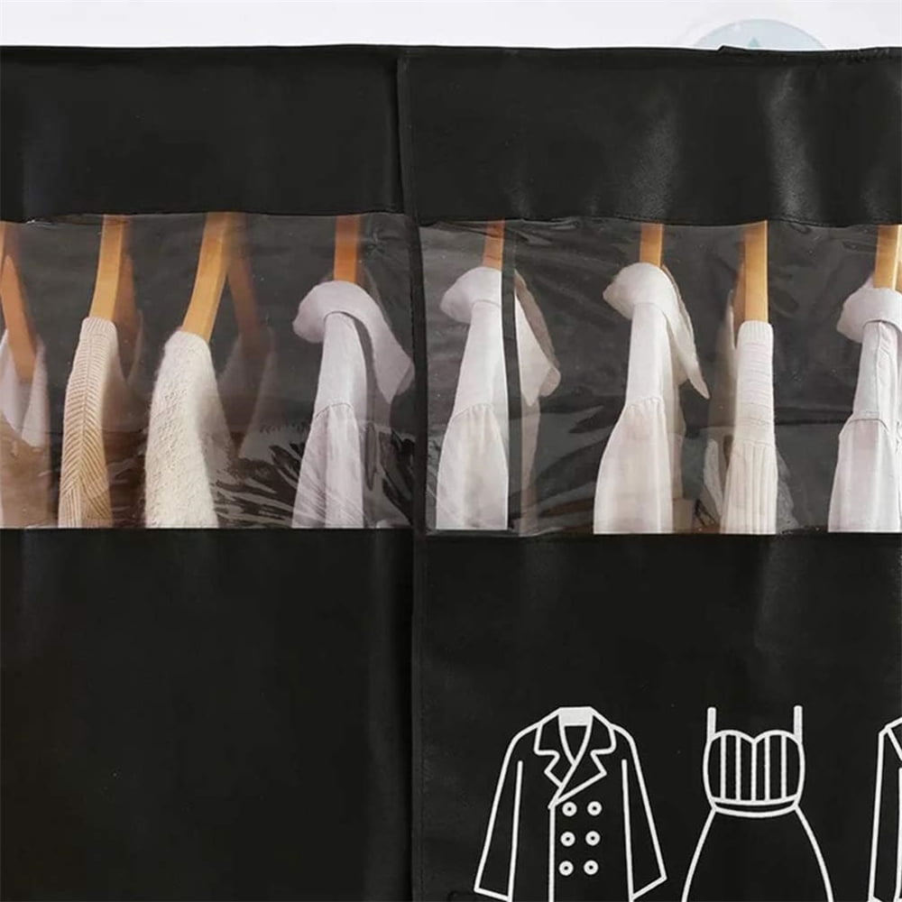 Black Clothing Rack Covers, Hanging Garment Bag Organizer Storage Cover Closet Storage Bottom Enclosed Garment Rack Cover Dustproof Protector โ image 5