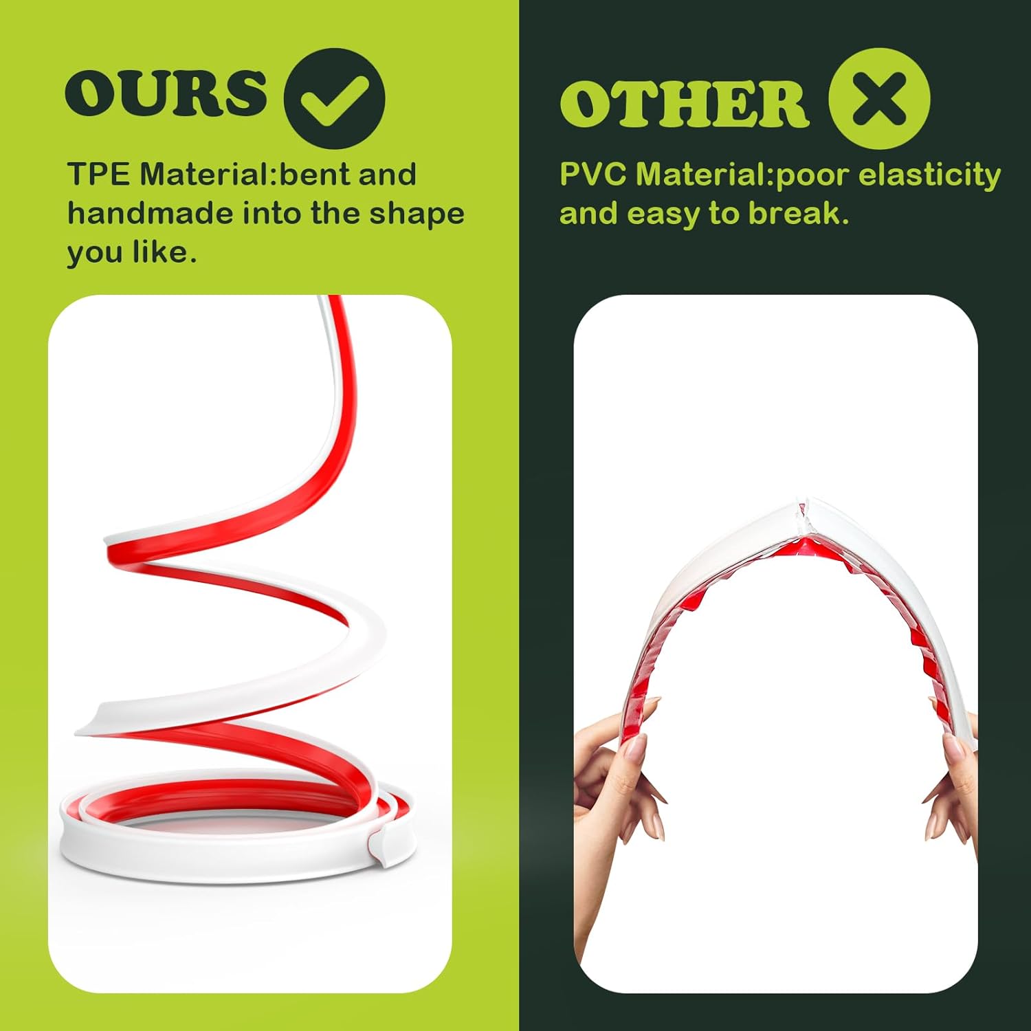 TPE Flexible Molding Trim, 6M Peel and Stick Moulding, Self-Adhesive Caulk Strip Quarter Round Trim,Baseboard Trim for Wall Corner Deco, Ceiling, Backsplash — image 4