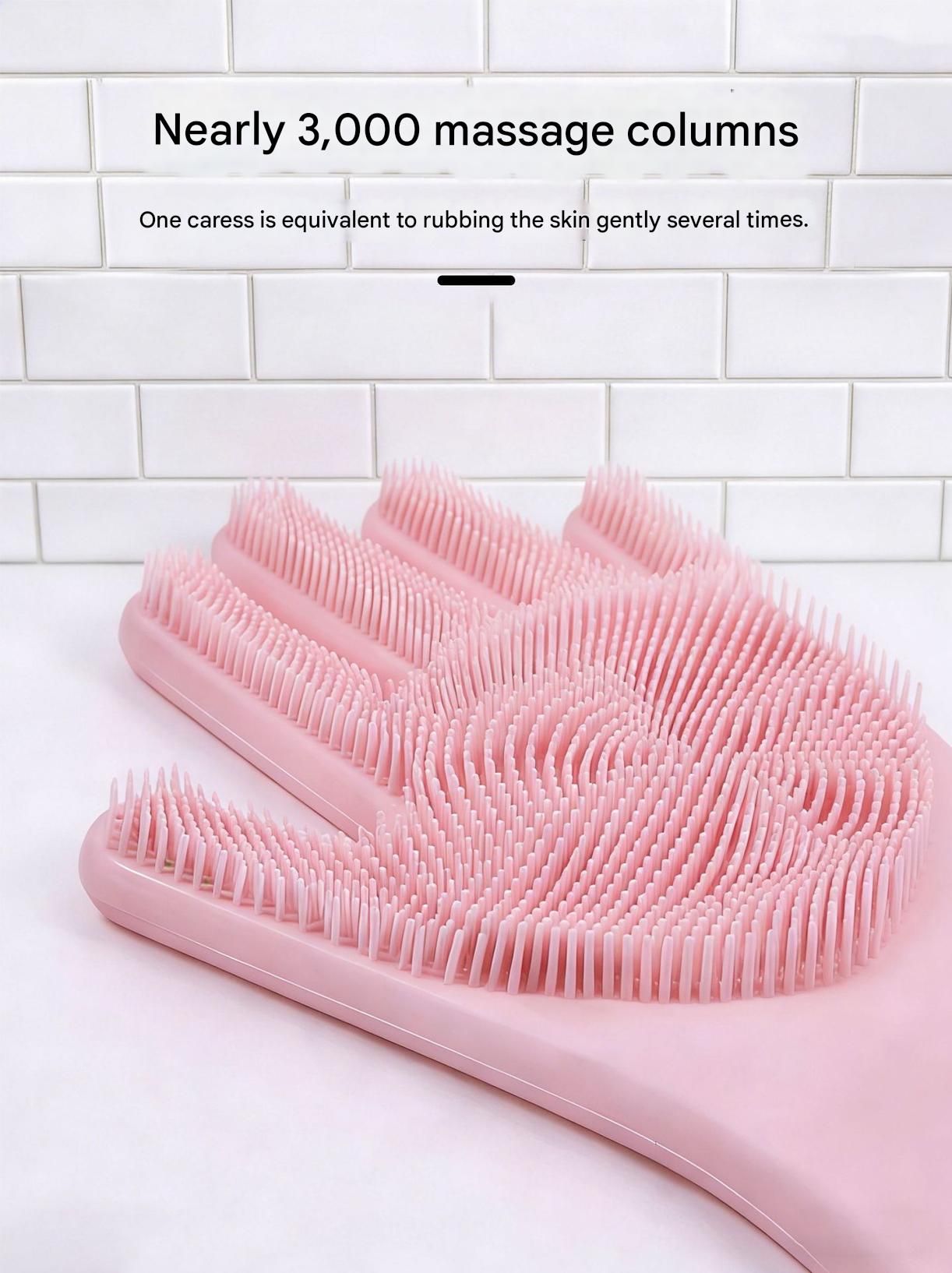 Grey Silicone Pet Bathing Gloves - Pink Double-Sided Design for Cats and Dogs - Gentle Massage, Easy Lather, Durable and Waterproof, Ideal for Pet Grooming and โ image 4