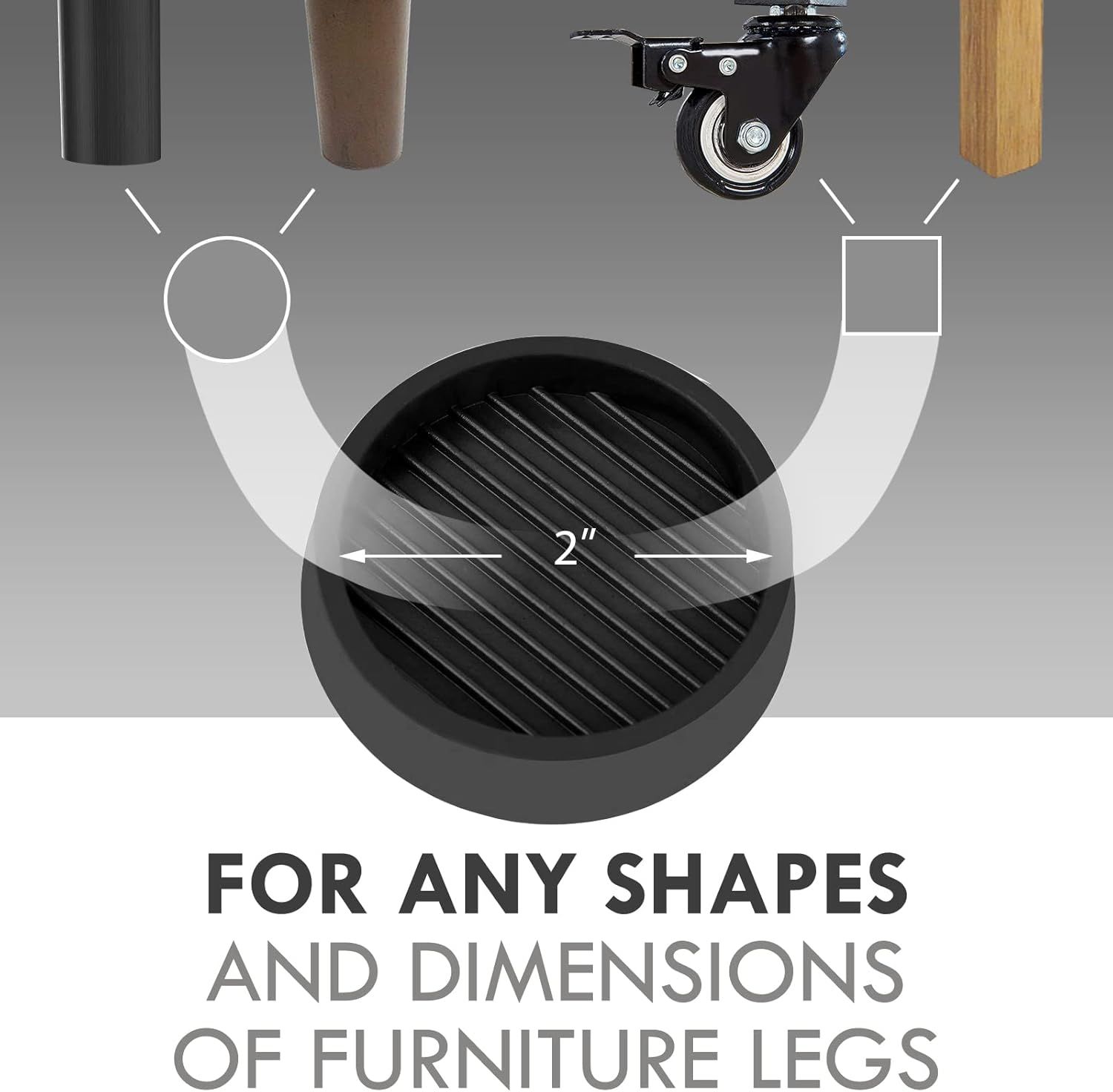 2X2 Round Rubber Caster Cups, Non Slip urniture Pads, Anti-Slip Gripper, Anti Skid urniture eet, Anti Slide loor Protector or Bed Couch Table Chair Stoppers โ image 2
