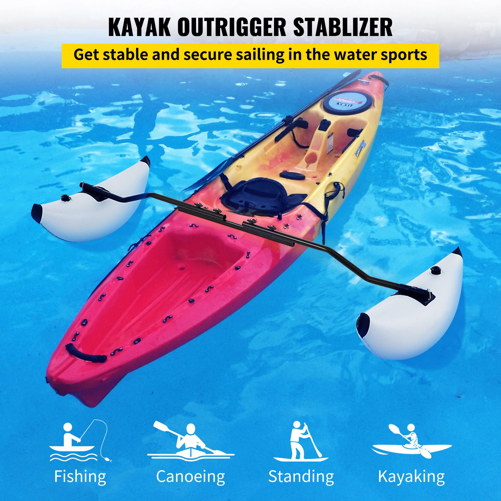 Kayak Outrigger Stabilizer Inflatable Outrigger Float 2PCS PVC w/ Arms Rod — image 2