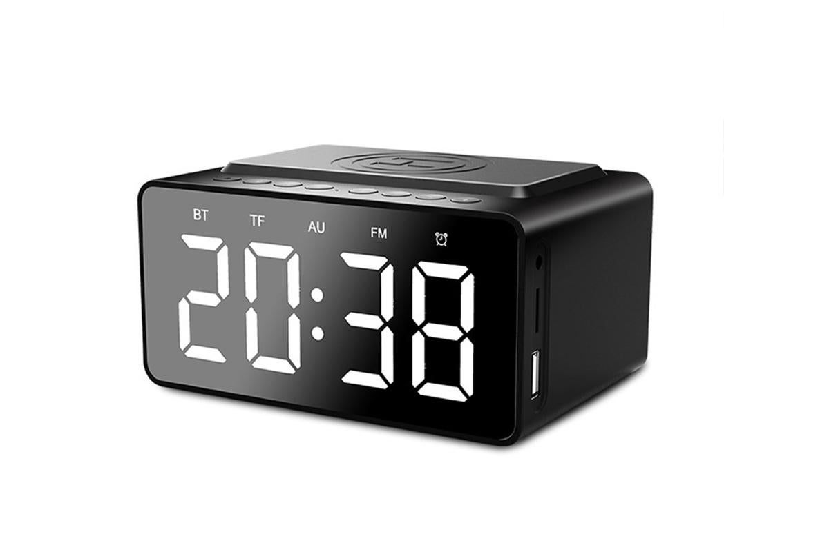 Wireless Charging Bluetooth Speaker with LED Digital Alarm Clock and FM Radio — image 6