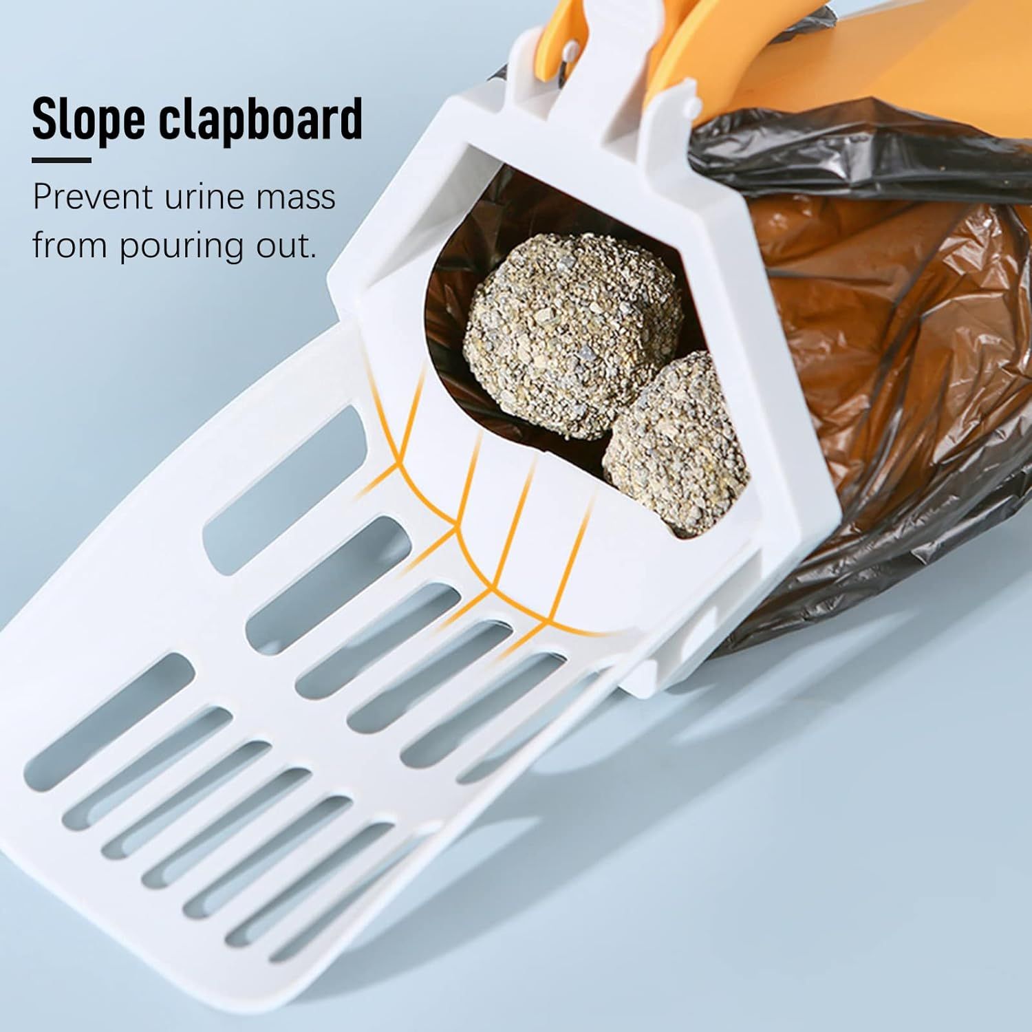 Cat Litter Shovel with Waste Can, Removable Cat Litter Scoop Holder, Large Capacity Portable Cat Litter Scooper (Yellow) โ image 2