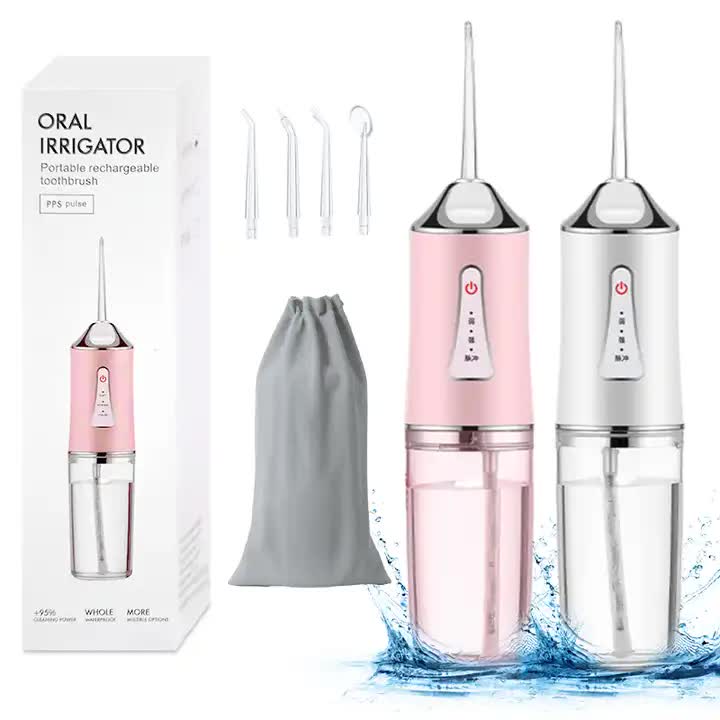 White Electric Portable Water Flosser - Smart 4-Head Oral Irrigation Teeth Cleaner, Pulse Cleaning for Home Use โ image 5