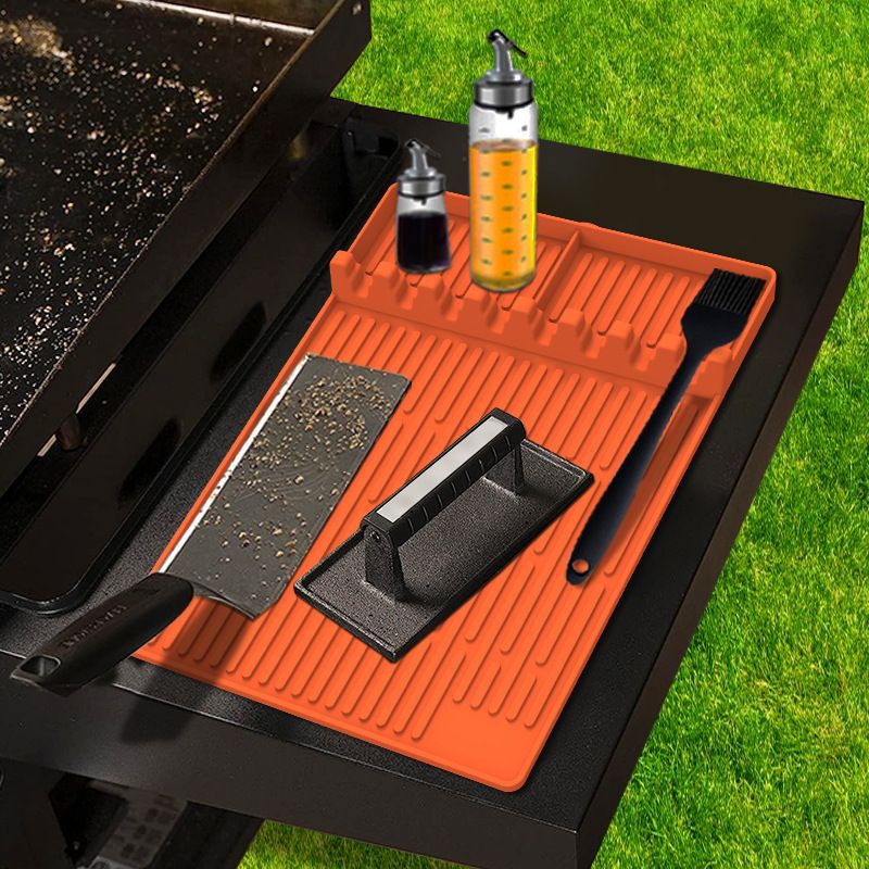 Silicone Grill Mat Compatible with Blackstone, Silicone Griddle Tools Mat with Drip Pad, Spatula Mat for Outdoor Grill Kitchen — image 2