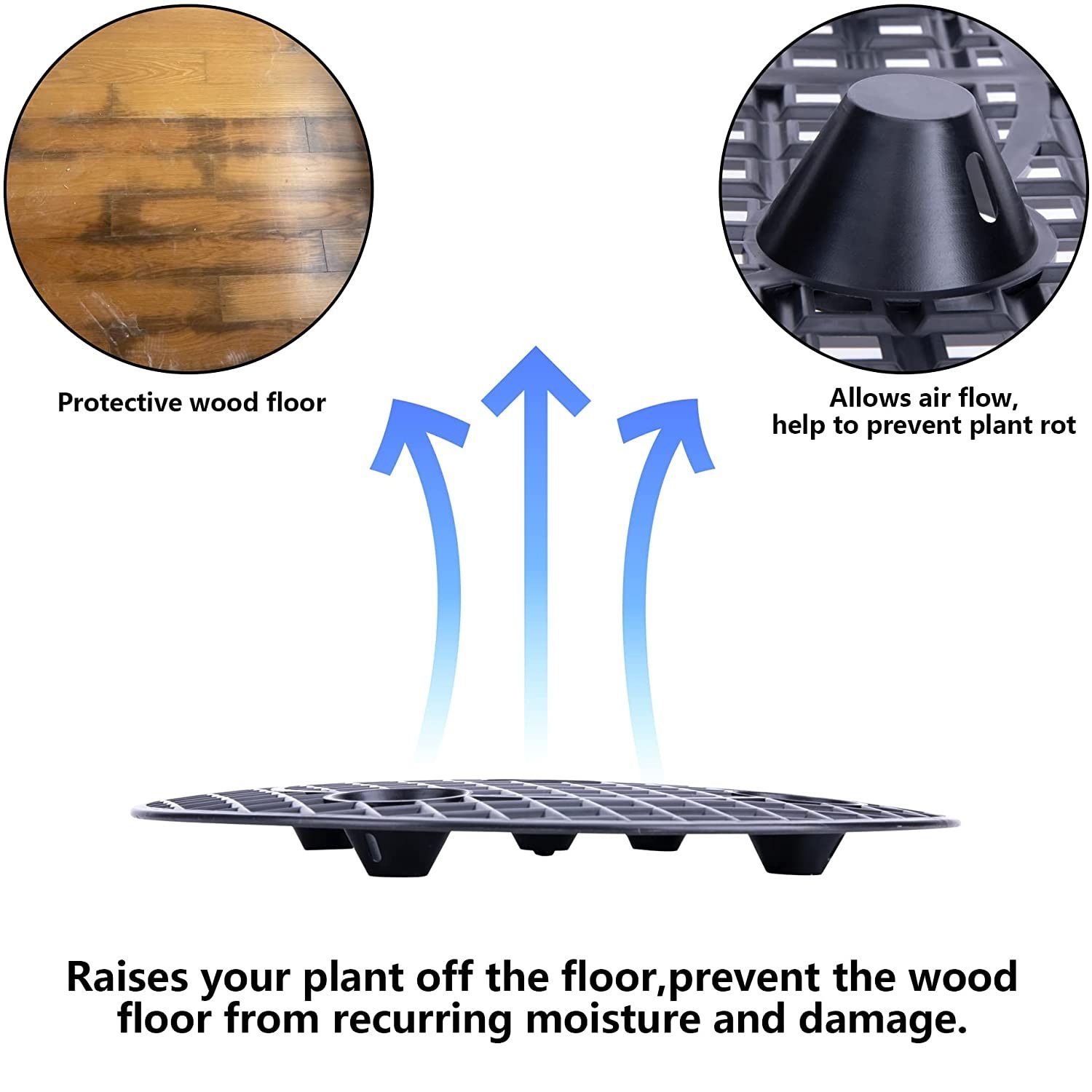 2Pack Large Plant Level Pot Elevator, Heavy Duty Plant Stands, Plant Pot Saucer for Prevent Rot and Damage on Patio & Deck — image 3