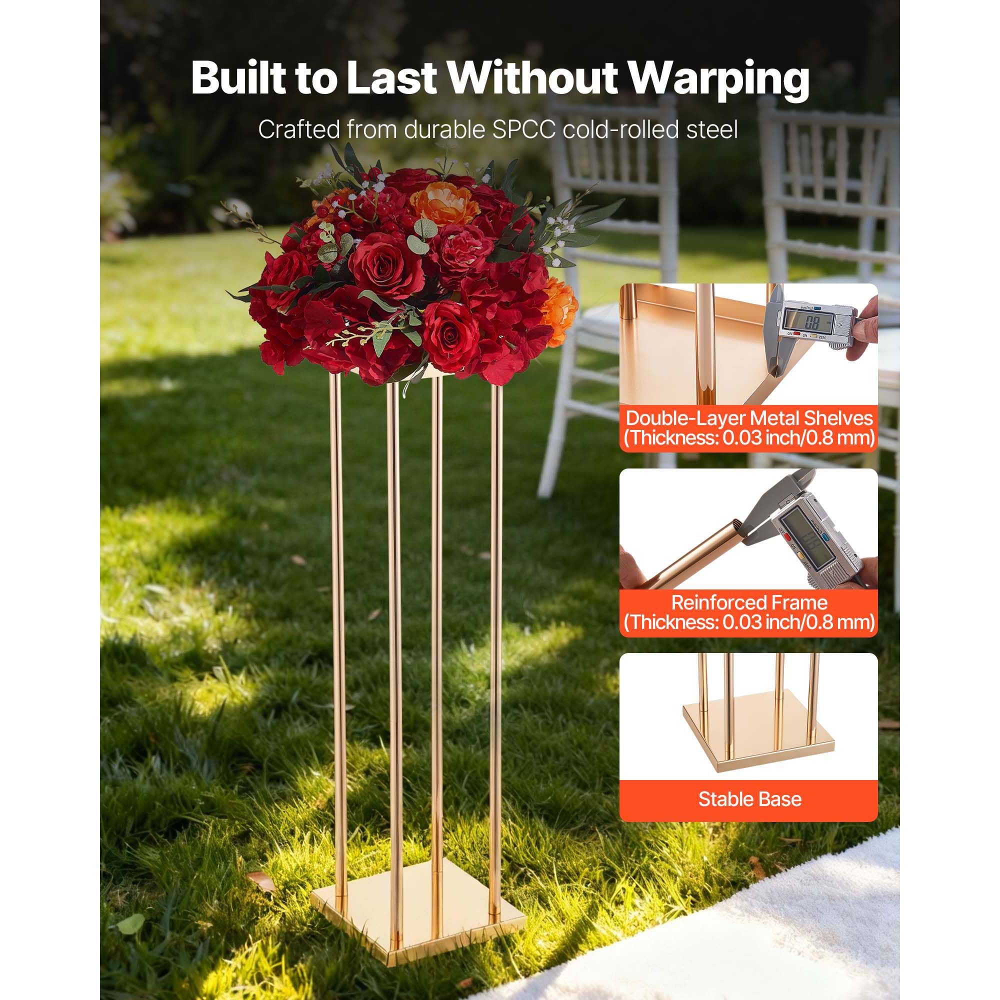 Wedding Flower Stand, 10PCS 80cm Column Flower Stand, Floral Stands with Metal Laminate, Cylindrical Cubic Floral Display Rack for Wedding, Party, Birthday — image 3