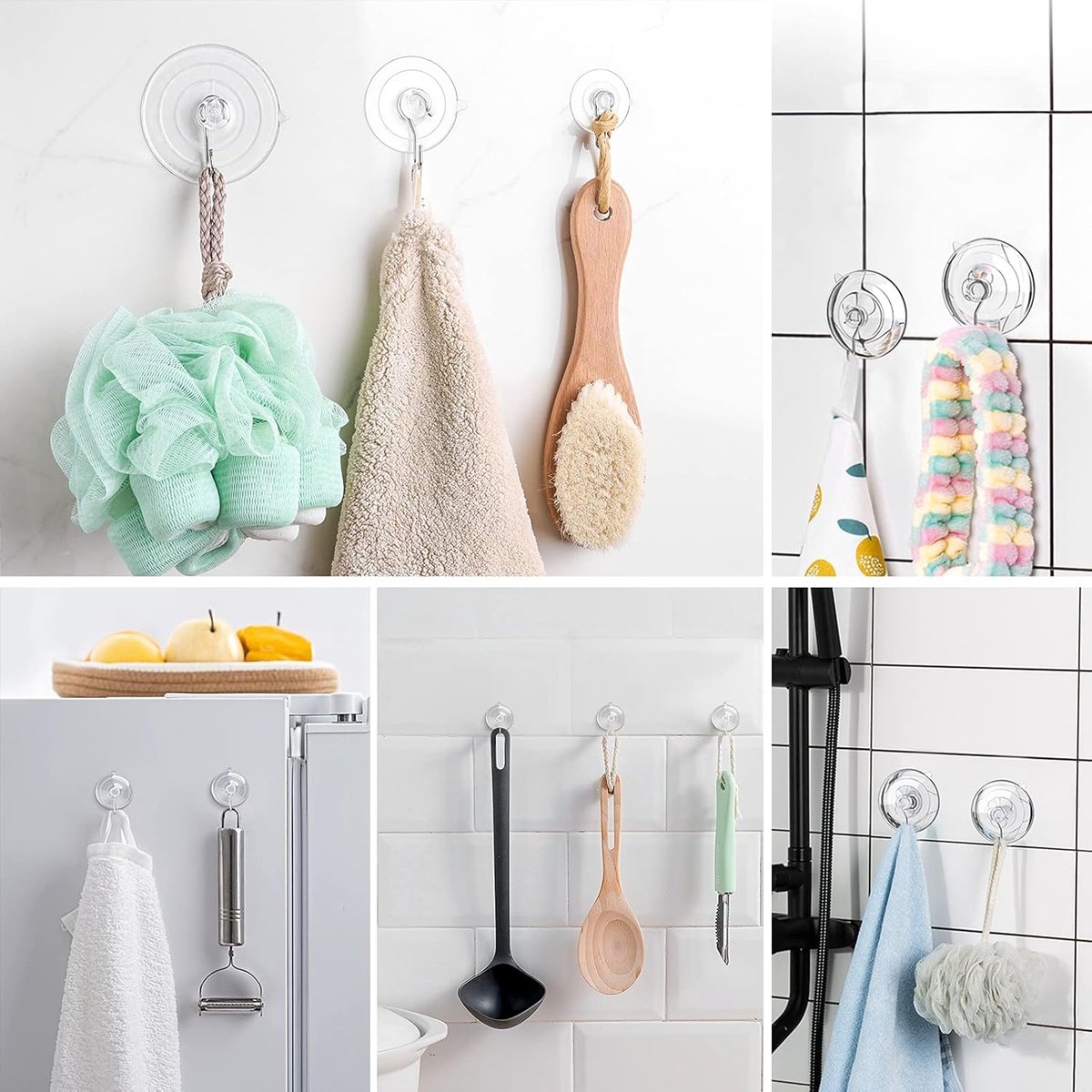 Suction Cup Hooks (12 Pieces) - Suction Cup Hooks - 1.77 Inch Clear Suction Cups - up to 3kg - with Metal Hooks - Threaded - Brute Strength - suction cup hooks — image 2