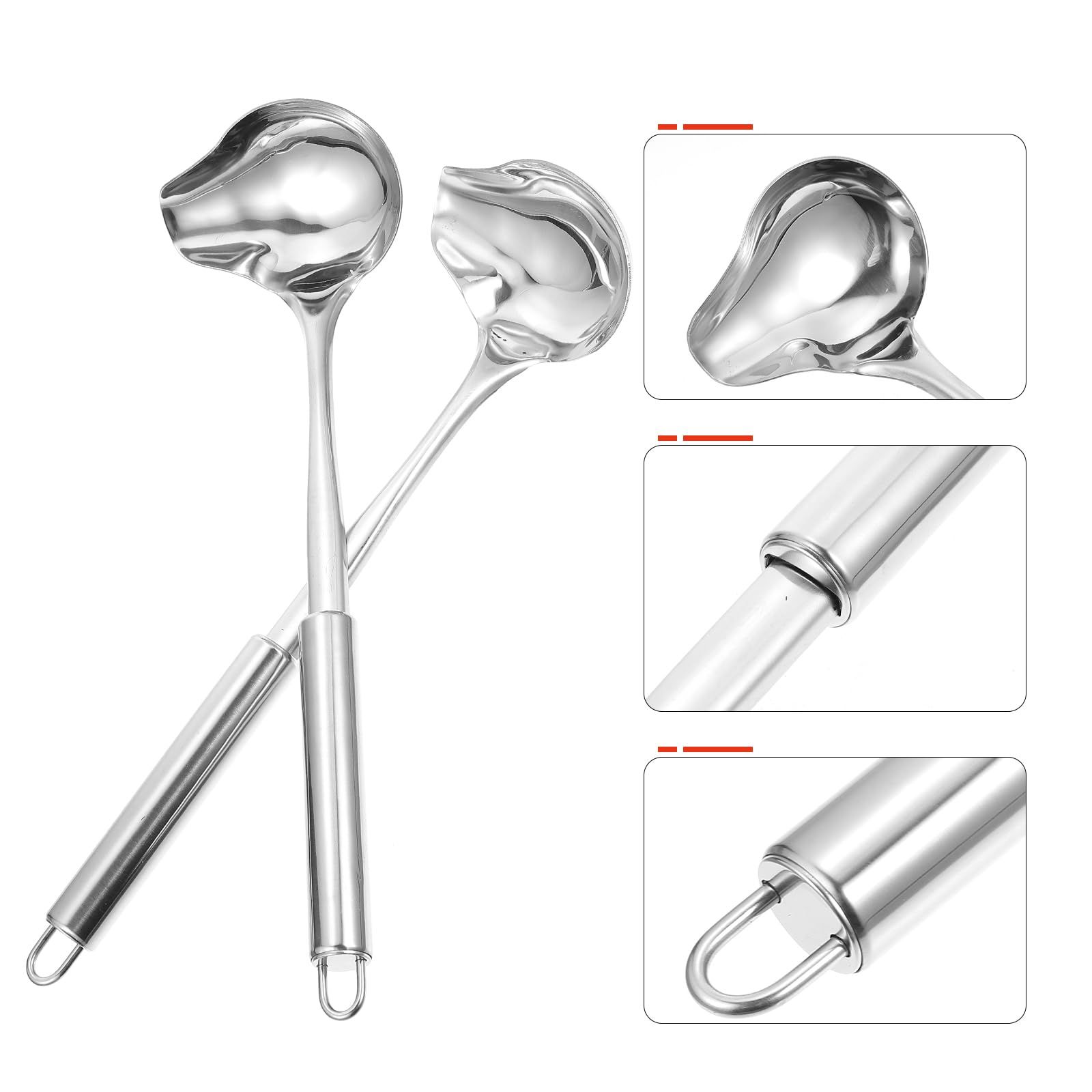 2pcs Stainless Steel Sauce Drizzle Spoon with Spout Duckbill Sauce Spoons Serving Soup Ladle for Spooning Dressings Kitchen — image 5
