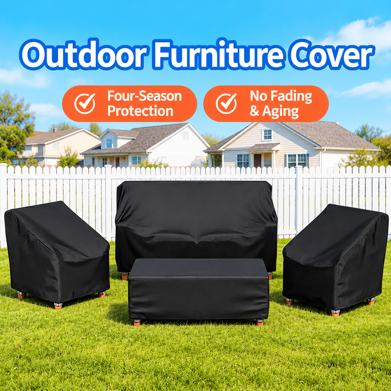 210D Silver-Coated Oxford Outdoor Patio Furniture Cover Waterproof Dustproof UV-Resistant Protector for Loveseat Armchair and Bench with Drawstring and Storage Bag (32×30.3×30.3 in (82×77×77 cm))