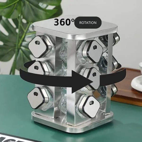 CARLA HOME Rotating Spice Rack Organizer with 12 Glass Jars for Kitchen Countertop — image 6