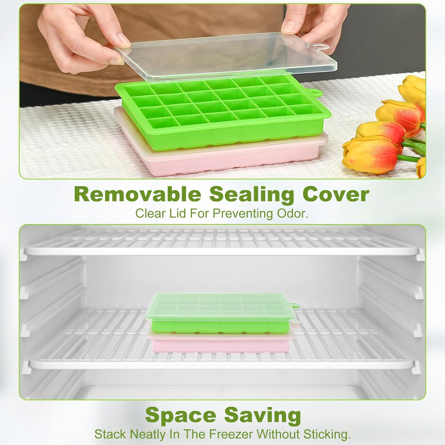 flexible ice cube molds with removable lids — image 5