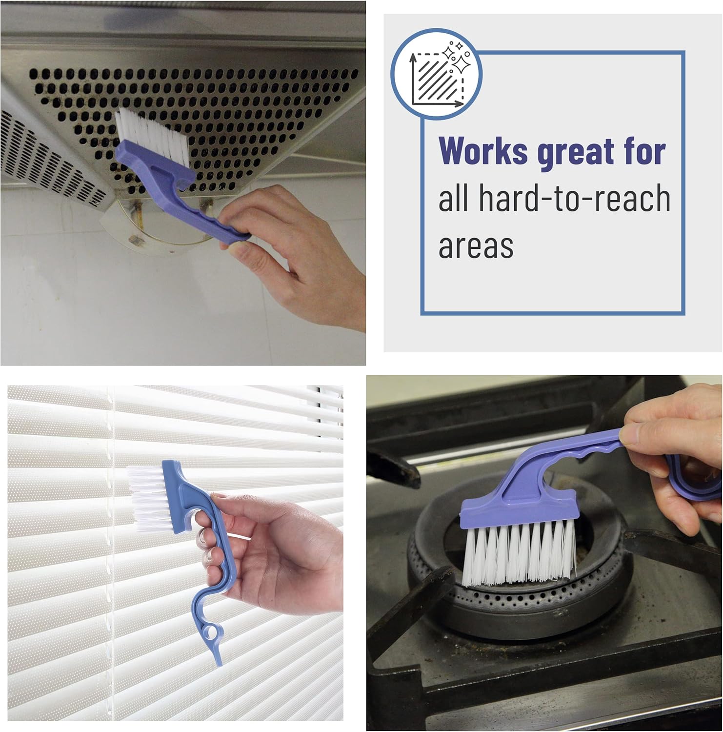 Slick- Window Track Cleaning Brush, 2 Pack, Blue Ergonomic Handle, Built-in Scraper, Multipurpose, Window Track Cleaning Tools — image 6