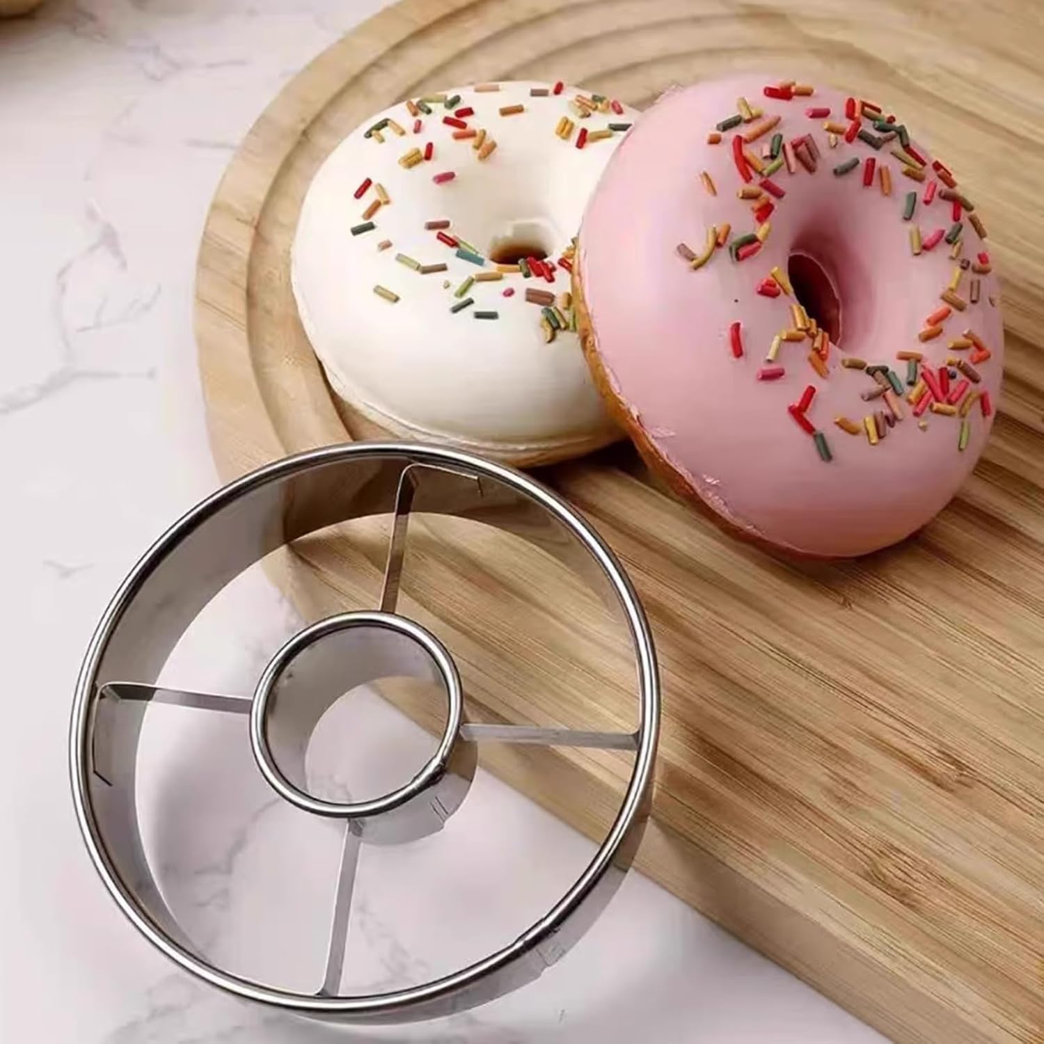 2 Pack 3.86 Inch Stainless Steel Donut Molds Professional Baking Tools for Perfect Donuts Bagels Cookies and More — image 3