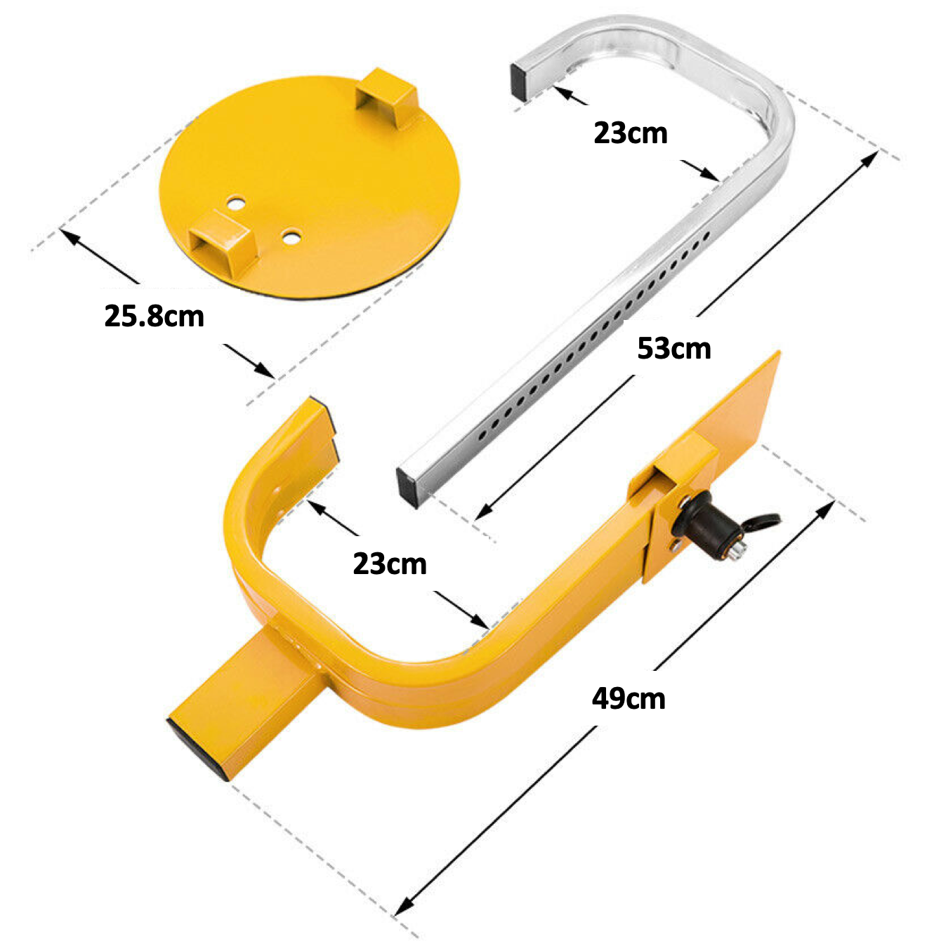 Wheel Clamp Defender Tyre Lock Adjustable for 13'' 14'' 15'' Truck SUV Trailer Caravan 195mm-230mm Heavy Duty with 2 Keys Anti Theft 1 Year Warranty — image 5