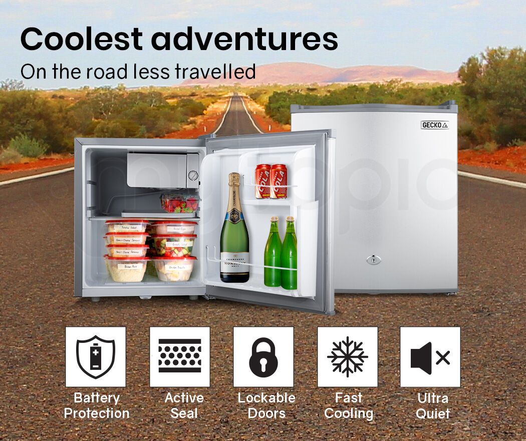 GECKO 57L Portable Camping Bar Fridge with Freezer 12V/24V, Silver โ image 2