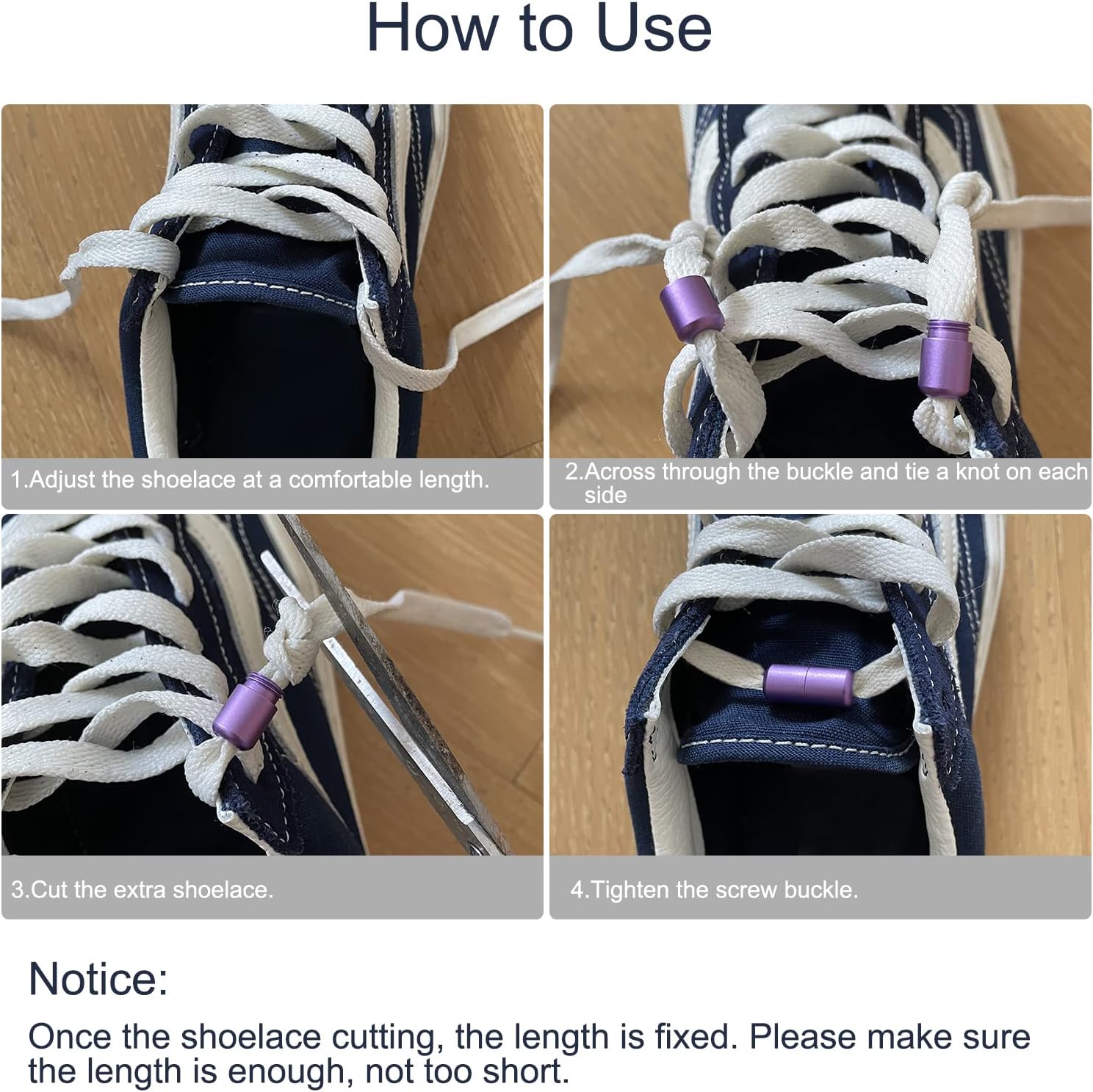 Shoelace Locks Buckle Aluminum Elastic No Tie Shoe Lace Turnbuckle, Glossy โ image 5