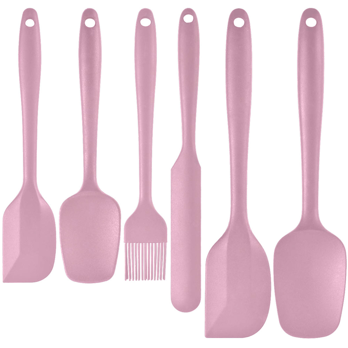 6-Piece Pink Silicone Spatula Set – Heat-Resistant, Non-Scratch Kitchen Tools with Integrated Metal Reinforcement, Dishwasher Safe, Mixing, and Bak