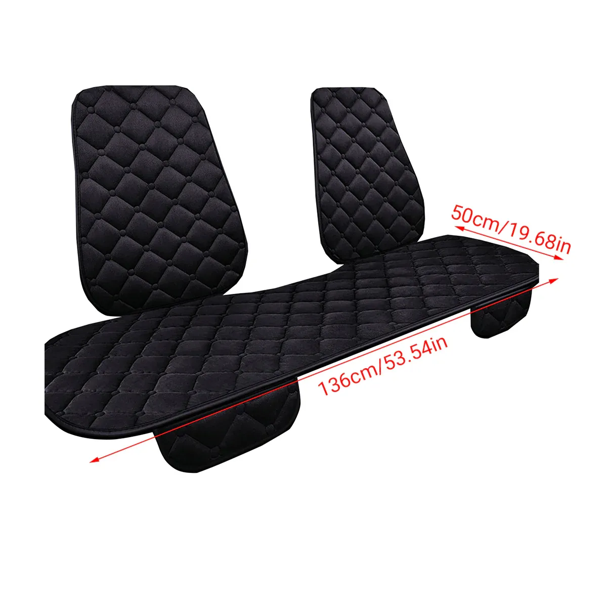 Universal Plush Seat Cushion Set Winter Warm with Backrest for Rear Row - Red โ image 4