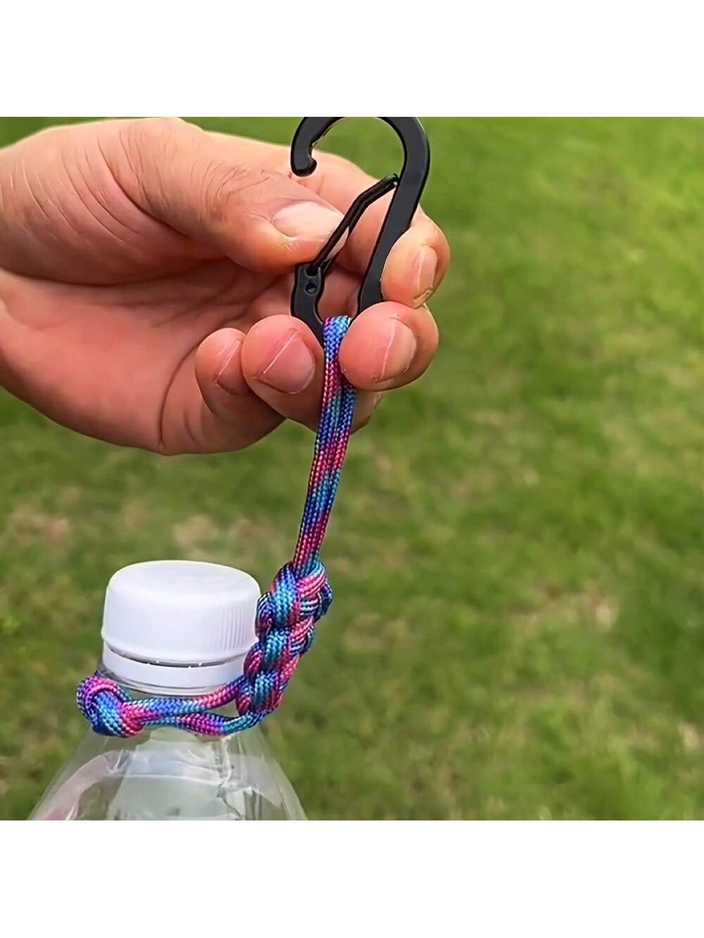 3Pcs Adjustable Multi Functional Handmade Woven Water Bottle Holder With Keychain Durable Outdoor Accessory Suitable For Hiking Camping and Travel Hanging — image 2