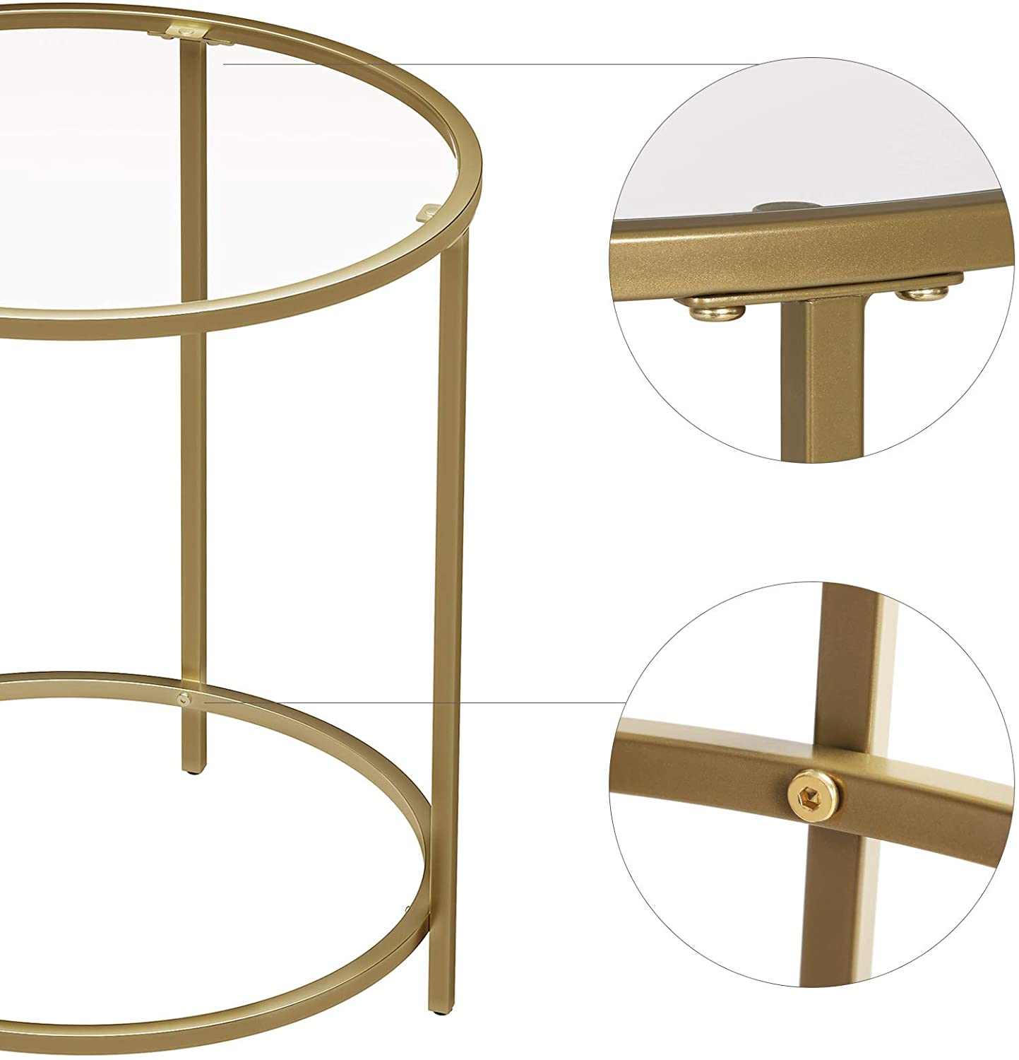 Gold Round Side Table with Golden Metal Frame Robust and Stable โ image 4