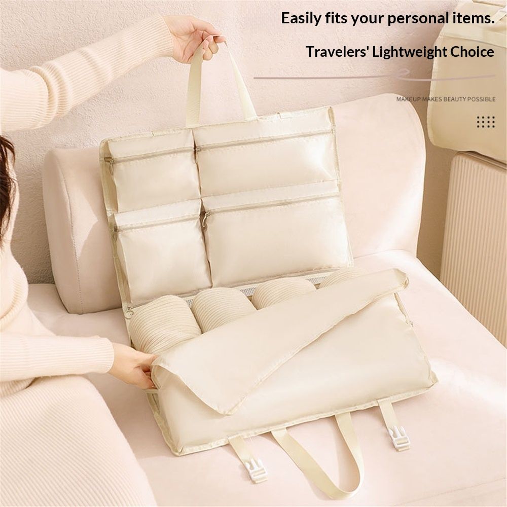 Hanging Packing Cube, Foldable Travel Organizer, Waterproof, Machine Washable, Fits Carry-on, Expandable Packing Cube for Suitcase or Backpack (Beige 6 grids) — image 3