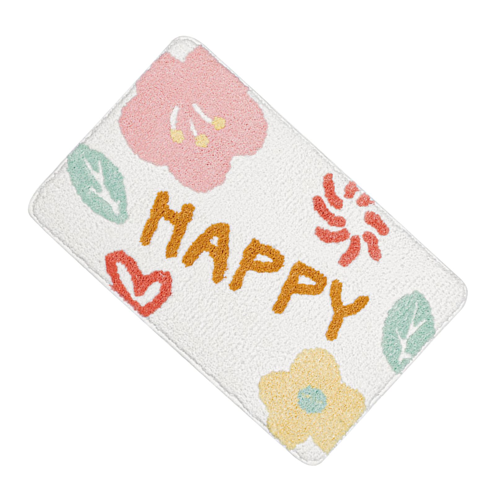 Bath Mat Cute Cartoon Soft Slip Resistance Highly Absorbent Bath Rug for Bathroom Bedroom Kitchen White — image 2