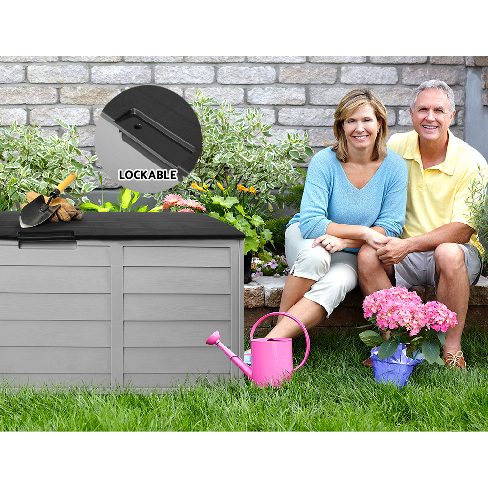 Gardeon Outdoor Storage Box 290L Lockable Organiser Garden Deck Shed Tool Black โ image 6