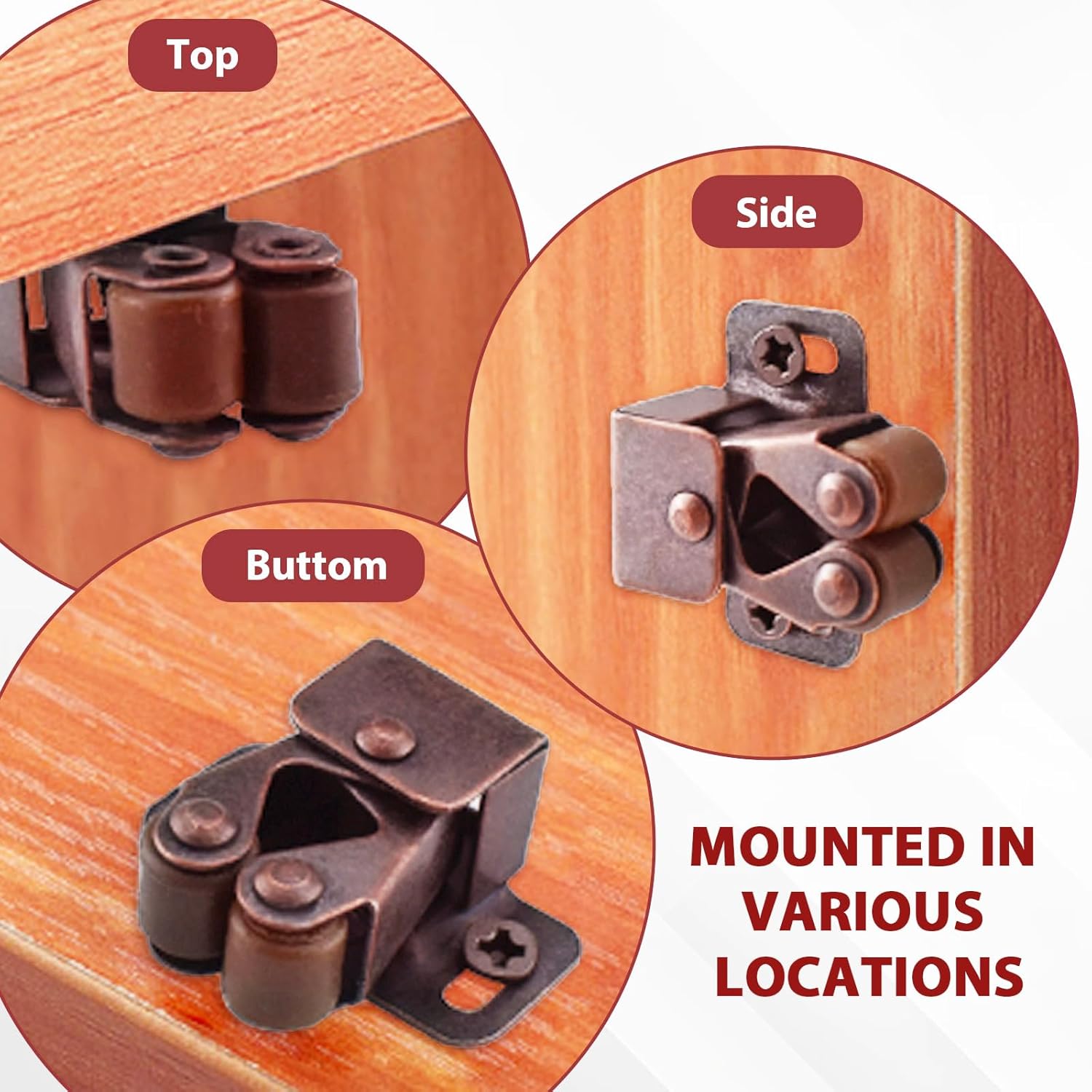 8 Pcs Cabinet Latch Double Roller Catch, Catch Hardware for Cupboard Closet Cabinet Door Latches and Catches, Cold Rolled Steel Cabinet Latches with Spear โ image 6