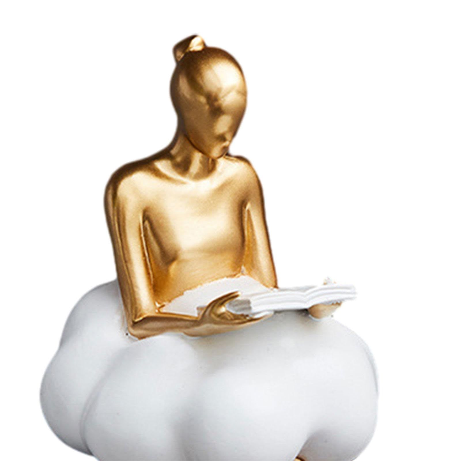 Art Statue Decor Abstract Art Sculpture Cloud Girl Creative Resin Character Statue Figurine for Living Room,Bedroom,Tabletop — image 2