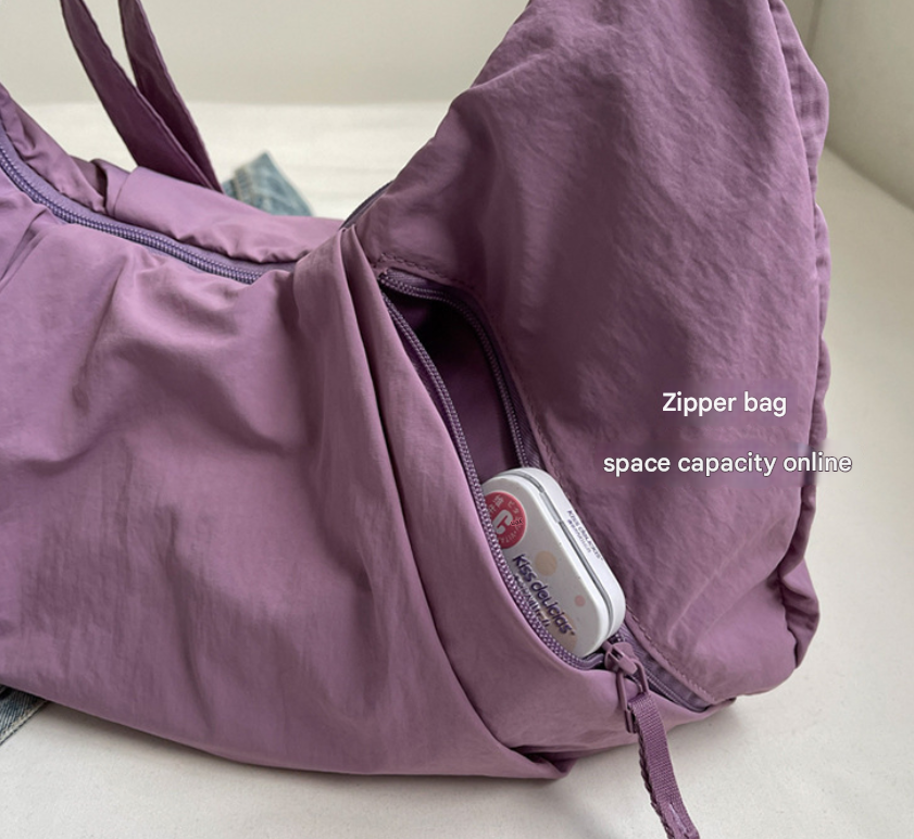Blue Lightweight Crescent Crossbody Bag - Slouchy Nylon Hobo Purse for Casual Everyday Use โ image 3