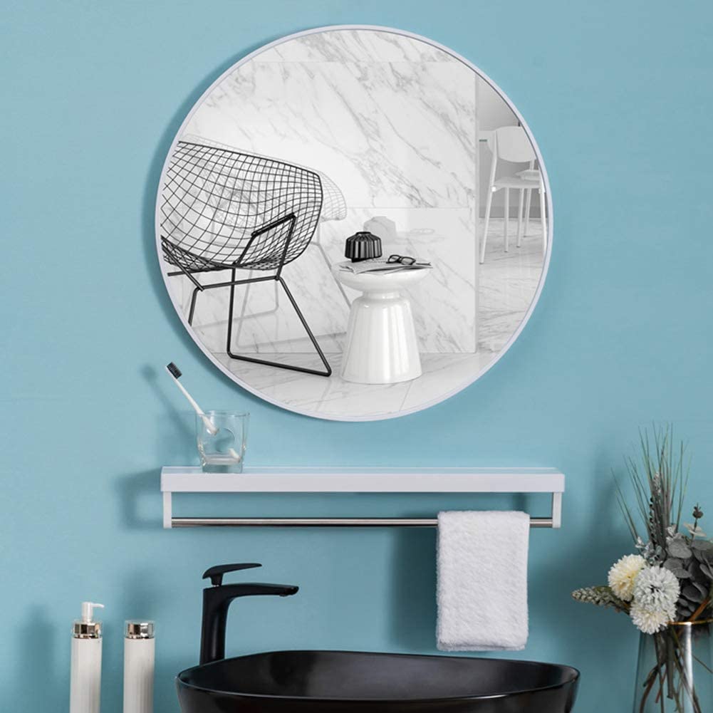 Slim Design 50CM White Bathroom, Living Room, Hallway Mirror Round Mirror Wall Decor Metal Frame — image 5