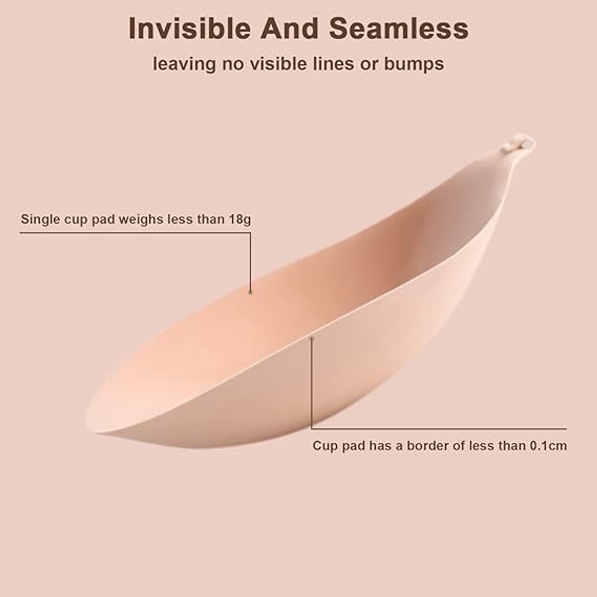 1 round bra cup - strapless invisible silicone - transparent push-up bra - seamless design - front closure - beige - A โ image 2