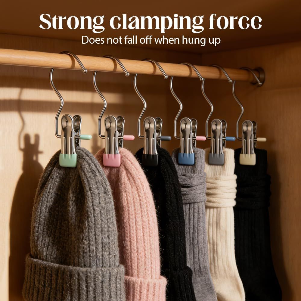 Space-Saving Clothespin Hat Pants Storage Hanging Travel Hook, Stainless Steel Boot Hangers Clips Boot Hangers for Closet, Laundry Hooks Hanging Clips Clothes — image 6