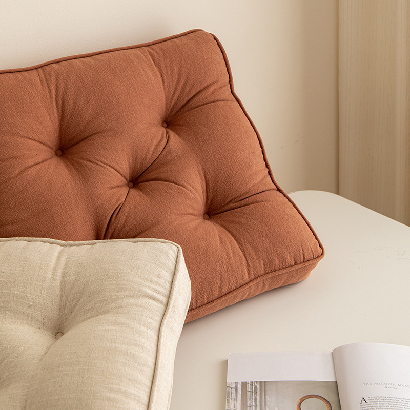 Brown Soft And Thick Seat Cushion - Cotton Linen Blend Chair Pad with Ties - 43x43cm — image 4