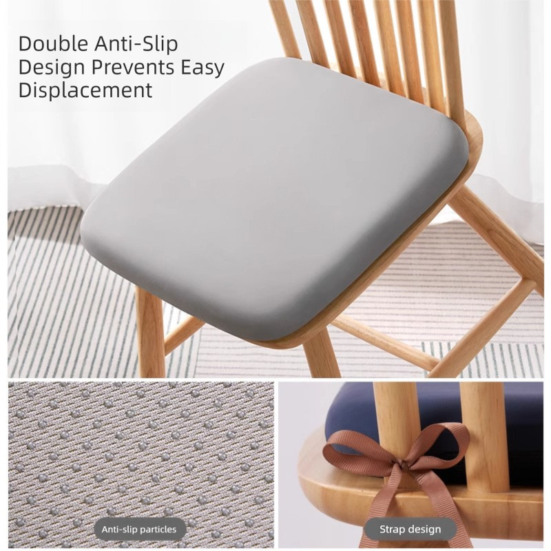 Light Blue Memory Foam Seat Cushion - 45 x 4.5 cm Polyester Cover, Removable Washable Cover, Portable Office Chair, Student, Dining Chair and Car — image 3