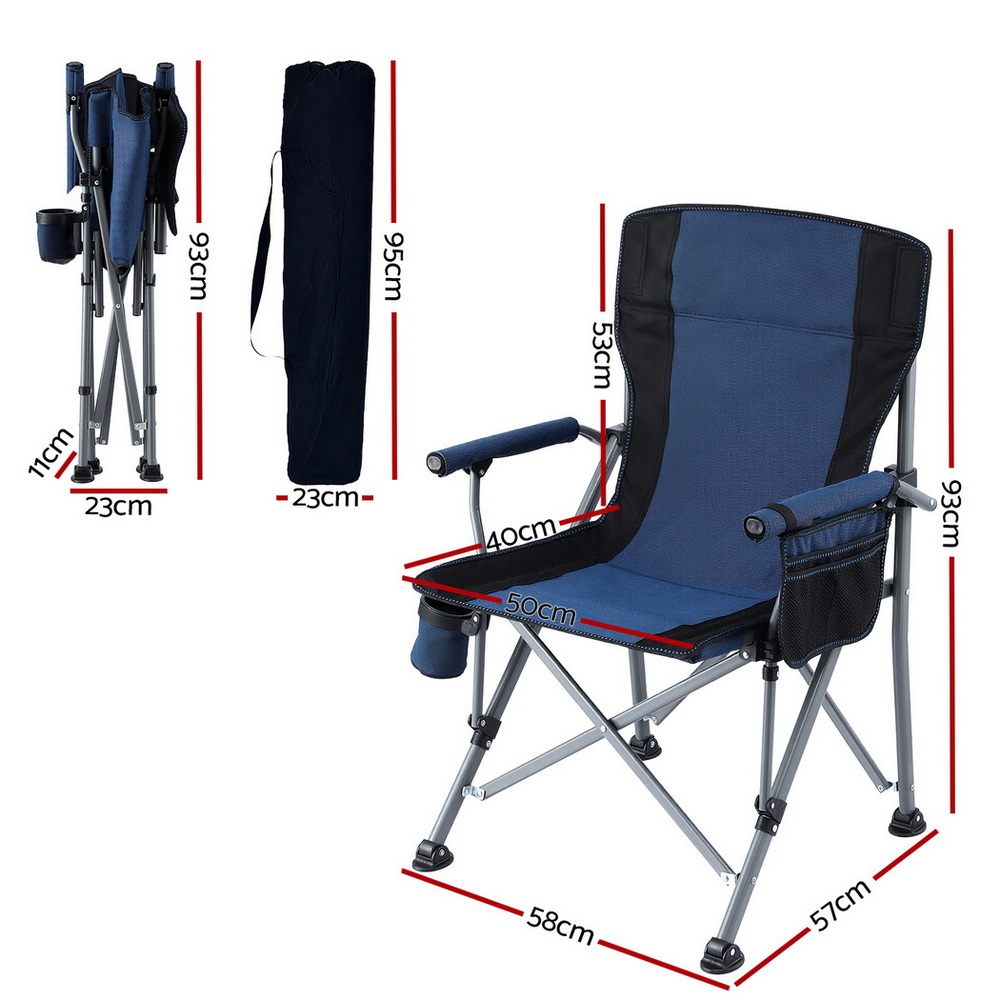 Weisshorn Camping Chair Folding Outdoor Portable Seat Lightweight Beach Picnic Fishing Capacity 120KG Navy Blue — image 3