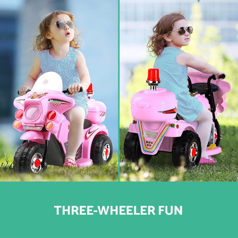 Rigo Kids Electric Ride On Police Motorcycle Motorbike 6V Battery Pink — image 3