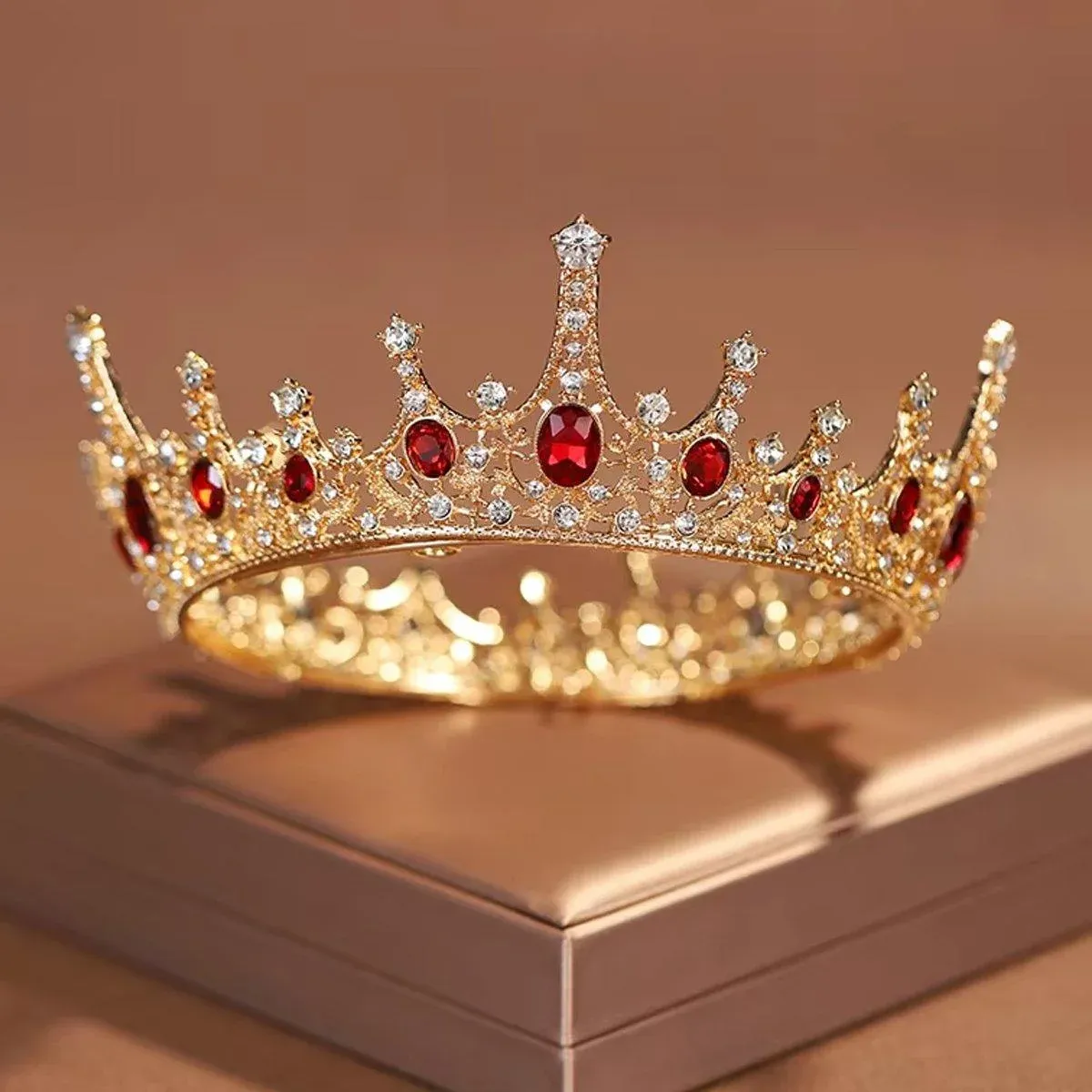 Vintage Princess Wedding Crown Hair Accessories Bridal Round Tiara Headpiece — image 5
