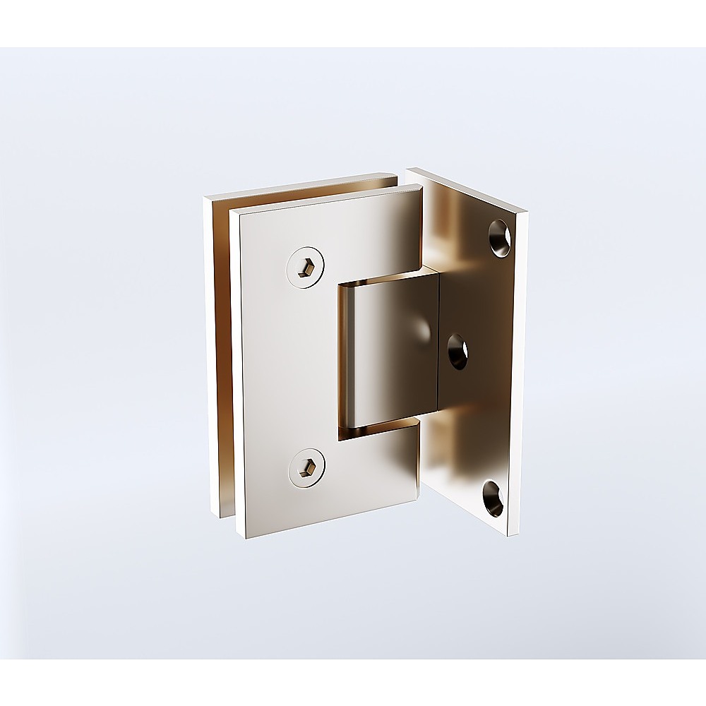 90 Degree Stainless steel Glass Shower Door L-Hinge in Nickel — image 4