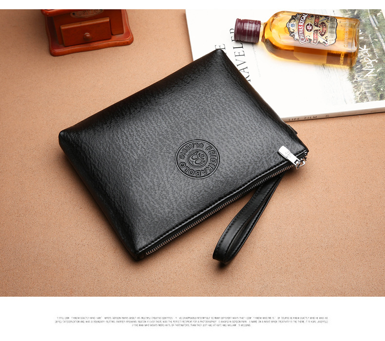 Coffee Classic Men's PU Leather Clutch Bag - Slim Business Wristlet & Travel Pouch — image 5