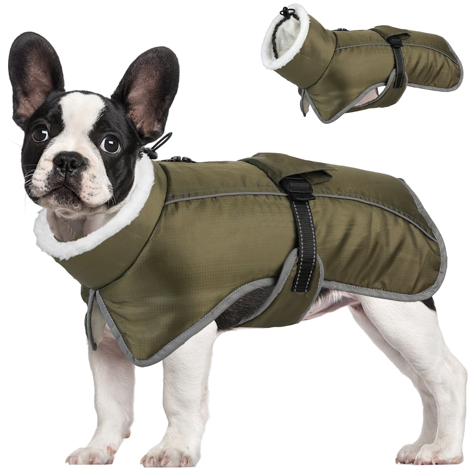 Blue Dog Winter Jacket – Warm, Windproof & Waterproof Pet Coat with Fleece Lining and Reflective Strips for Cold Weather(Size: 2XL) — image 4